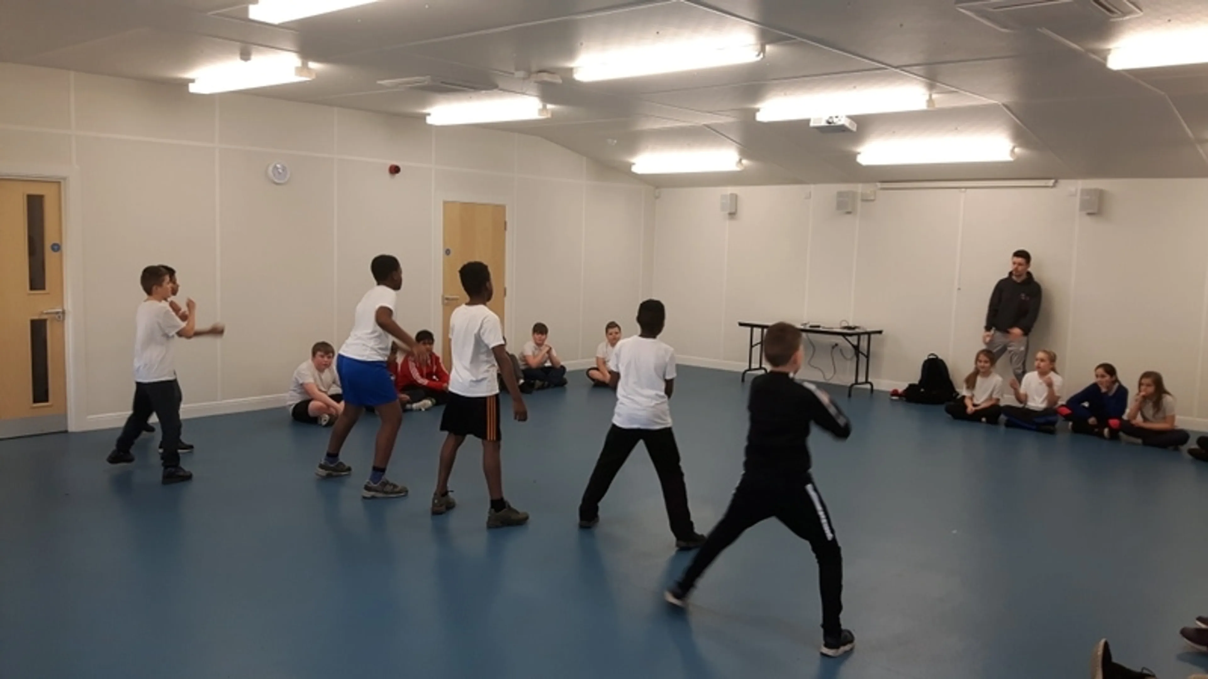 A group of people taking a dance class